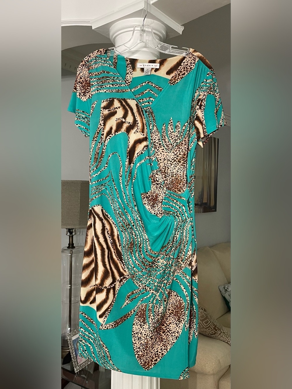AA Studio AA women’s size 14 short sleeve, V-neck animal print dress